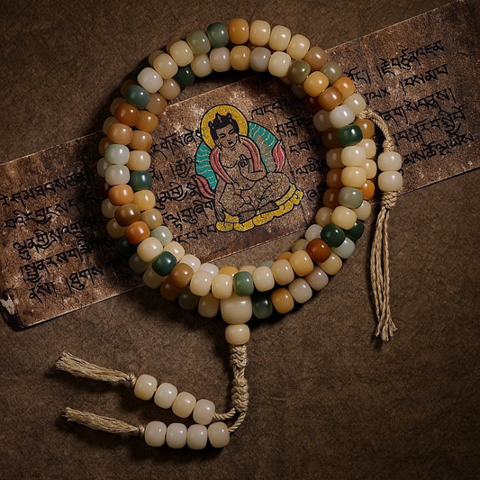 Multi-Color Bodhi Seed 108 Mala Beads Vegan Bracelet