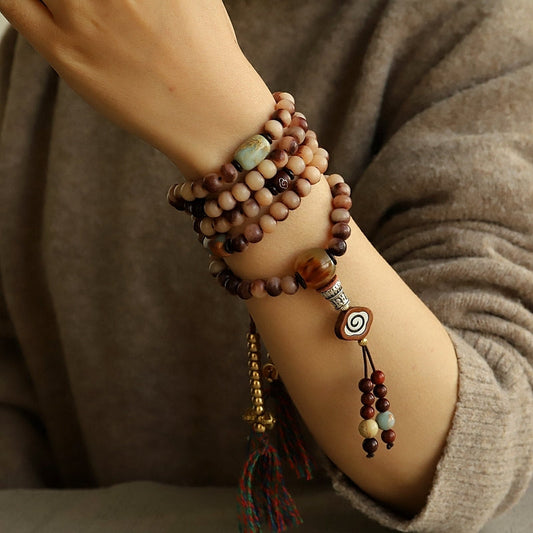 Tibetan Camel Bone 108 Mala Beads Bracelet / Necklace