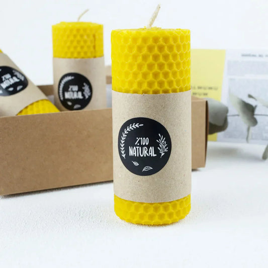 Handmade Natural Honey Rolled Beeswax Candles