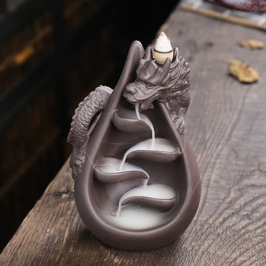 Dragon Cascading Ceramic Incense Cone Burner