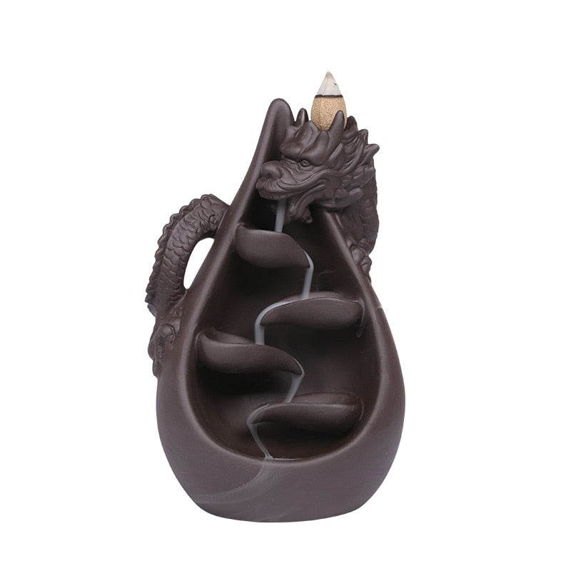 Dragon Cascading Ceramic Incense Cone Burner