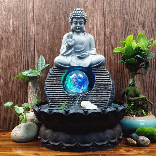 ZEN LED Crystal Ball Buddha Waterfall Indoor Fountain