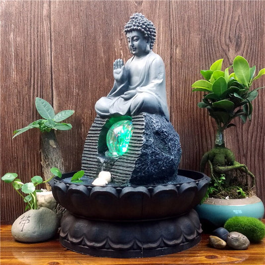 ZEN LED Crystal Ball Buddha Waterfall Indoor Fountain