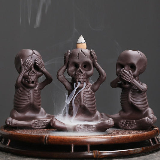 Halloween Skeleton Ceramic Backflow Incense Burner Holder