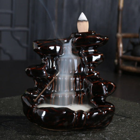 Black Cascade Waterfall Backflow Incense Burner