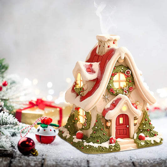 Christmas Cabin Incense Burner - Portable Resin Chimney Cabin for Home, Living Room, and Camping