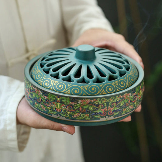 Enamel Ceramic Incense Coil Burner Ornament