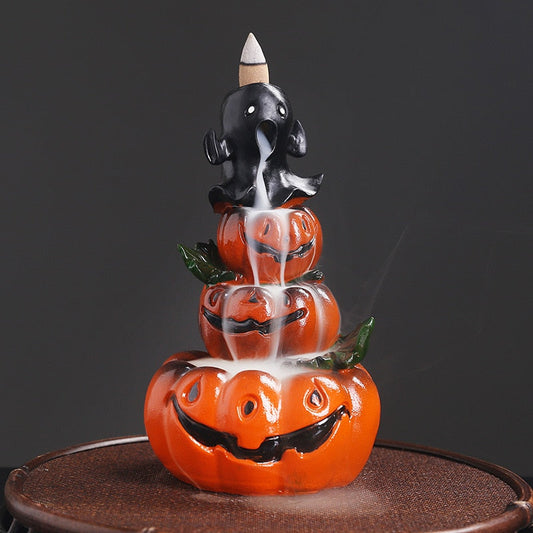 Handmade Halloween Pumpkin Backflow Incense Burner Waterfall