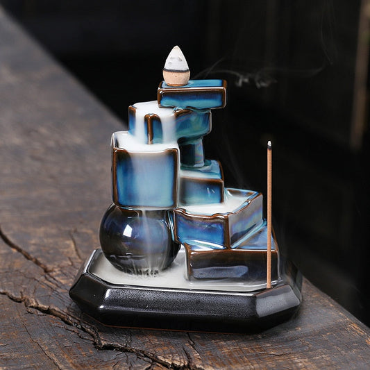 Blue Cubes Waterfall-Cascading Incense Burner