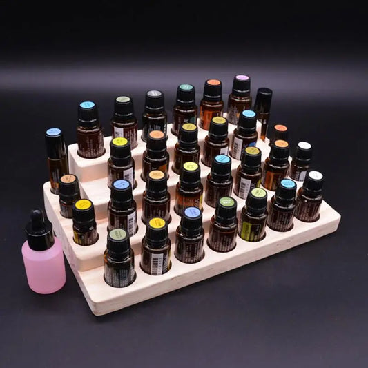 Natural Wood Essential Oil Display Stand Holder Storage Organizer For 30 Slots 5-15ml Bottles