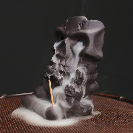 Halloween Skull Backflow Incense Cone Burner Stick Holder