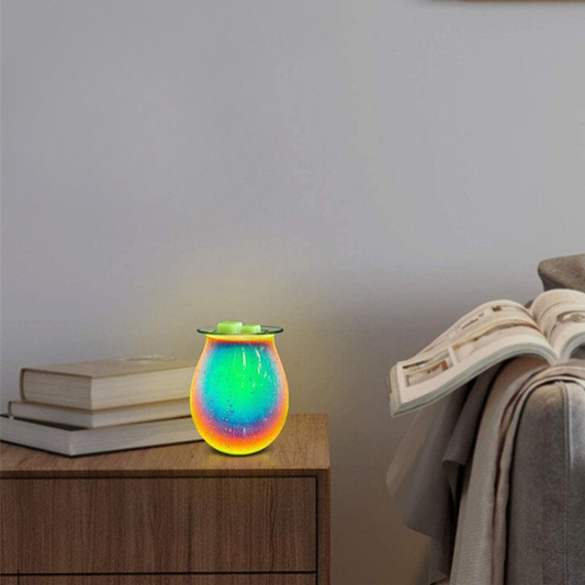 Rainbow Art Glass Electric Plug In Wax Warmer Essential Oil Burner Night Light Lamp