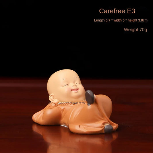 Cute Small Monk Figurines - Buddha Resin Desk Miniatures for Home and Car Decoration