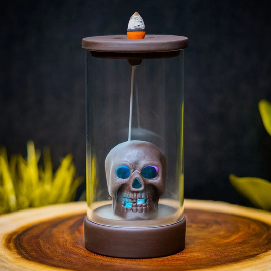 Immortal Skull Backflow Glass Incense Burner With LED