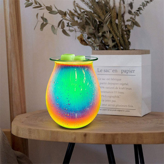 Rainbow Art Glass Electric Plug In Wax Warmer Essential Oil Burner Night Light Lamp