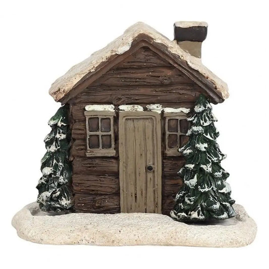 Winter Cabin Decoration - Rustic Log Cabin Incense Burner in Christmas Style for Home Fragrance and New Year Gifts