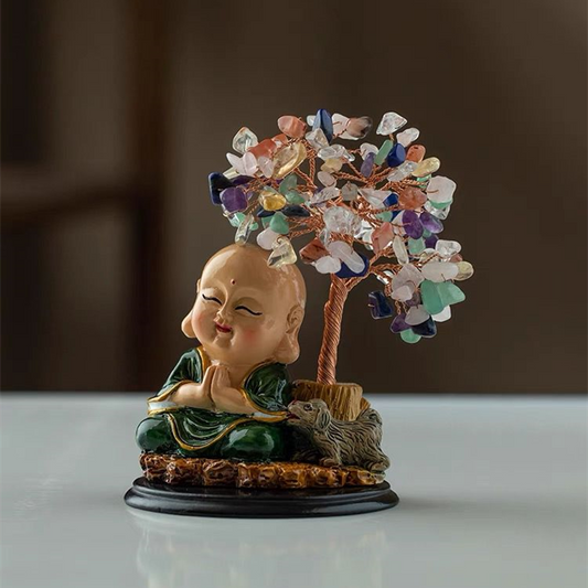 Laughing Buddha With Crystal Tree