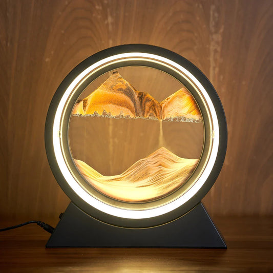 3D LED Light Round Quicksand Sand Art Table Lamp