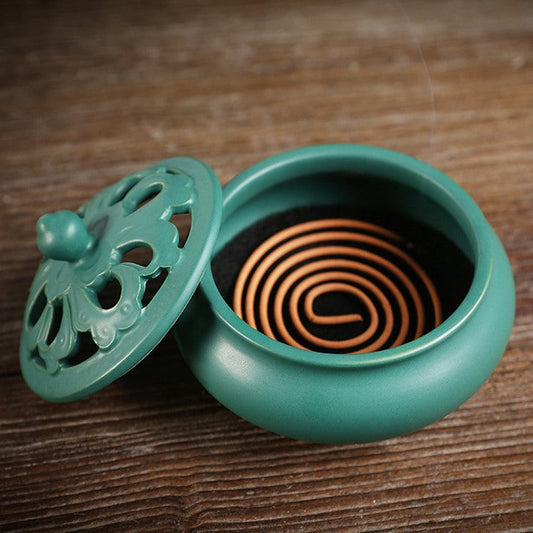 7-Color Retro Ceramic Incense Coil Burner Decoration