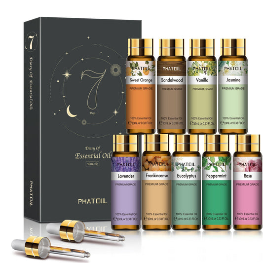 Phatoil Pure Natural Plant Extract Diary Of Essential Oils With Droppers (9 pcs)