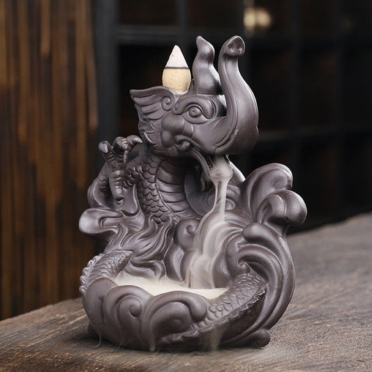 3D Relief Dragonphant Backflow Incense Burner