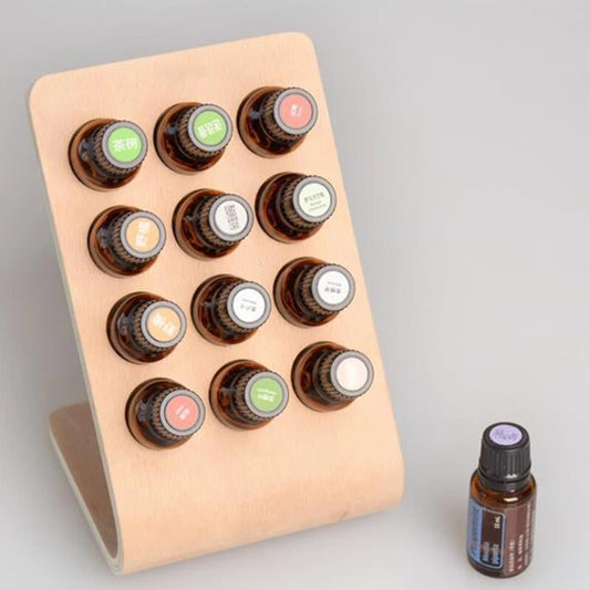 12 Holes Wooden Essential Oil Display Stand Tabletop Holder