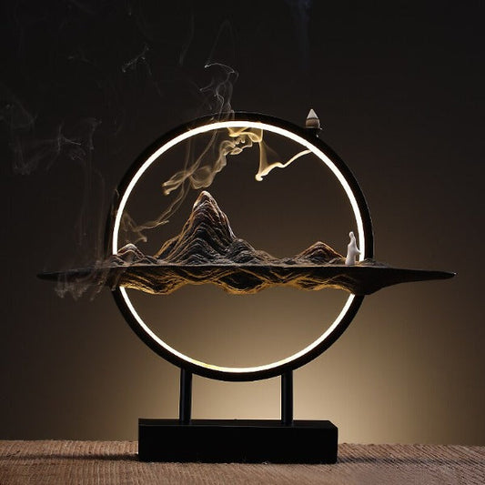 Kunlun Mountains Large Backflow Incense Burner Lamp With LED