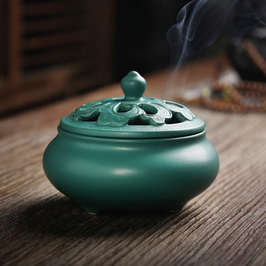 7-Color Retro Ceramic Incense Coil Burner Decoration