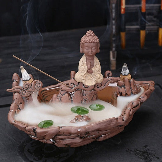 Fisherman Backflow Buddha Incense Burner Waterfall