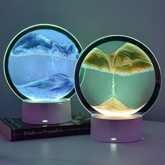 Quicksand Night Light 3D USB Table Sand Art Lamp with Touch Switch 7 Colors