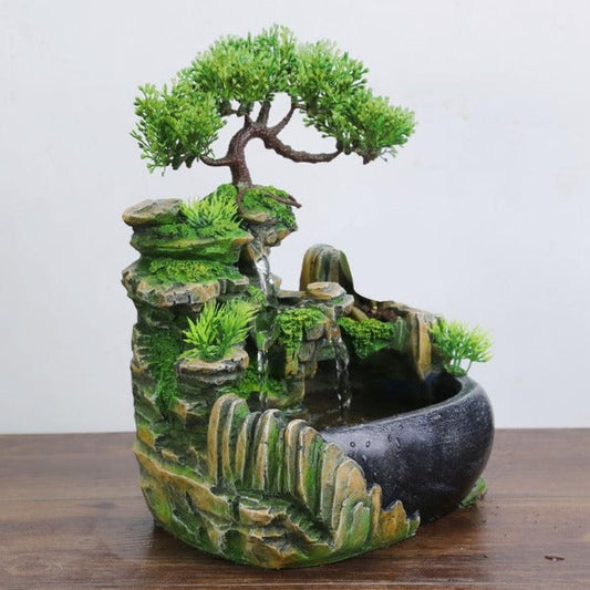 Feng Shui Bonsai Waterfall Indoor Fountain With Fog & LED