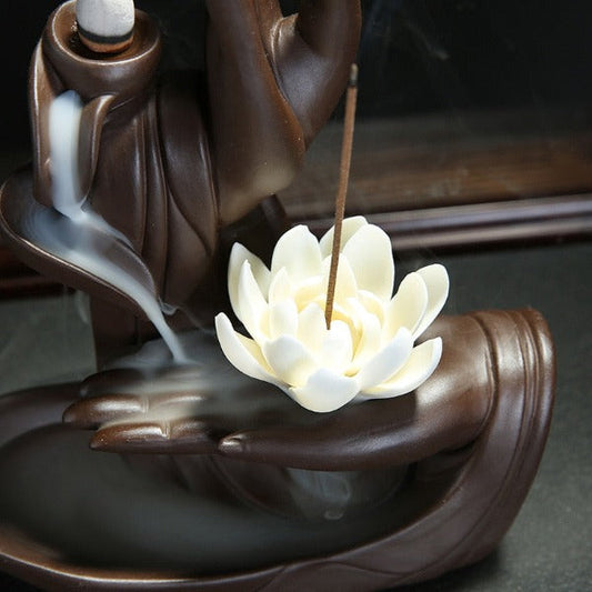 Lotus Of Life Flower Waterfall Incense Burner