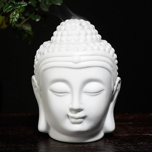 White Buddha Head Ceramic Oil Burner