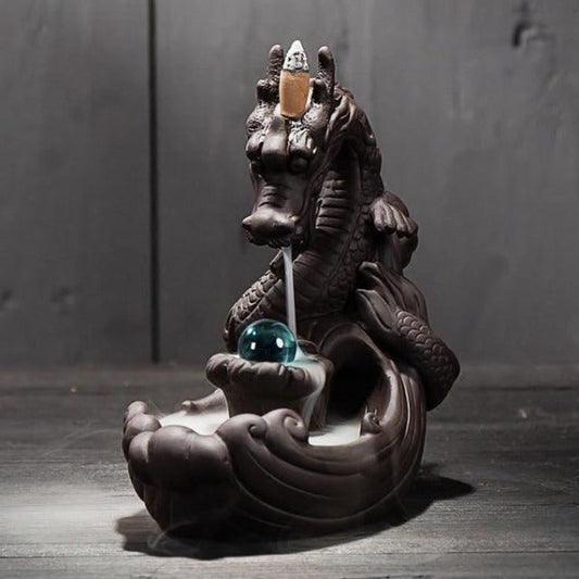 Pearl Guarding Dragon Backflow Incense Burner