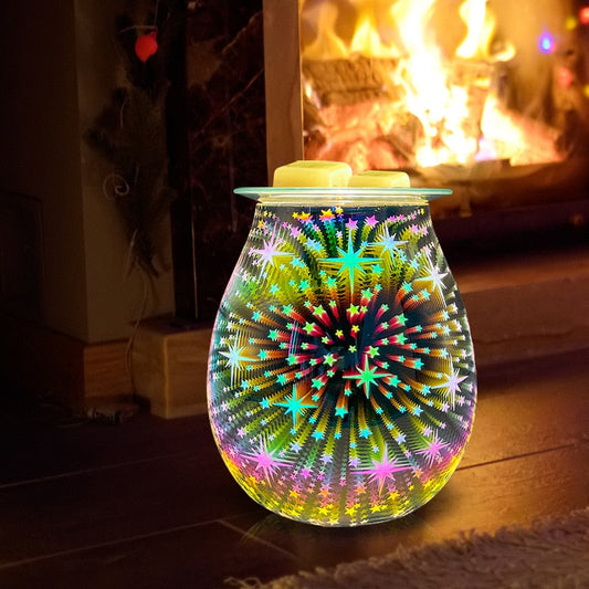 3D Star Glass Electric Wax Melt Warmer with LED Light Fragrance Oil Burner