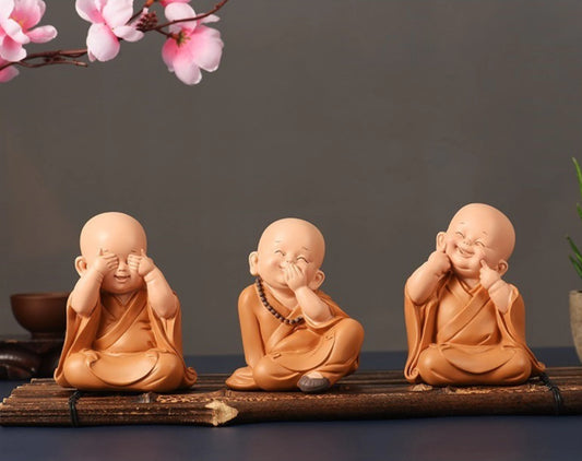 Set 3 Little Monk Buddha Spirits for Lucky