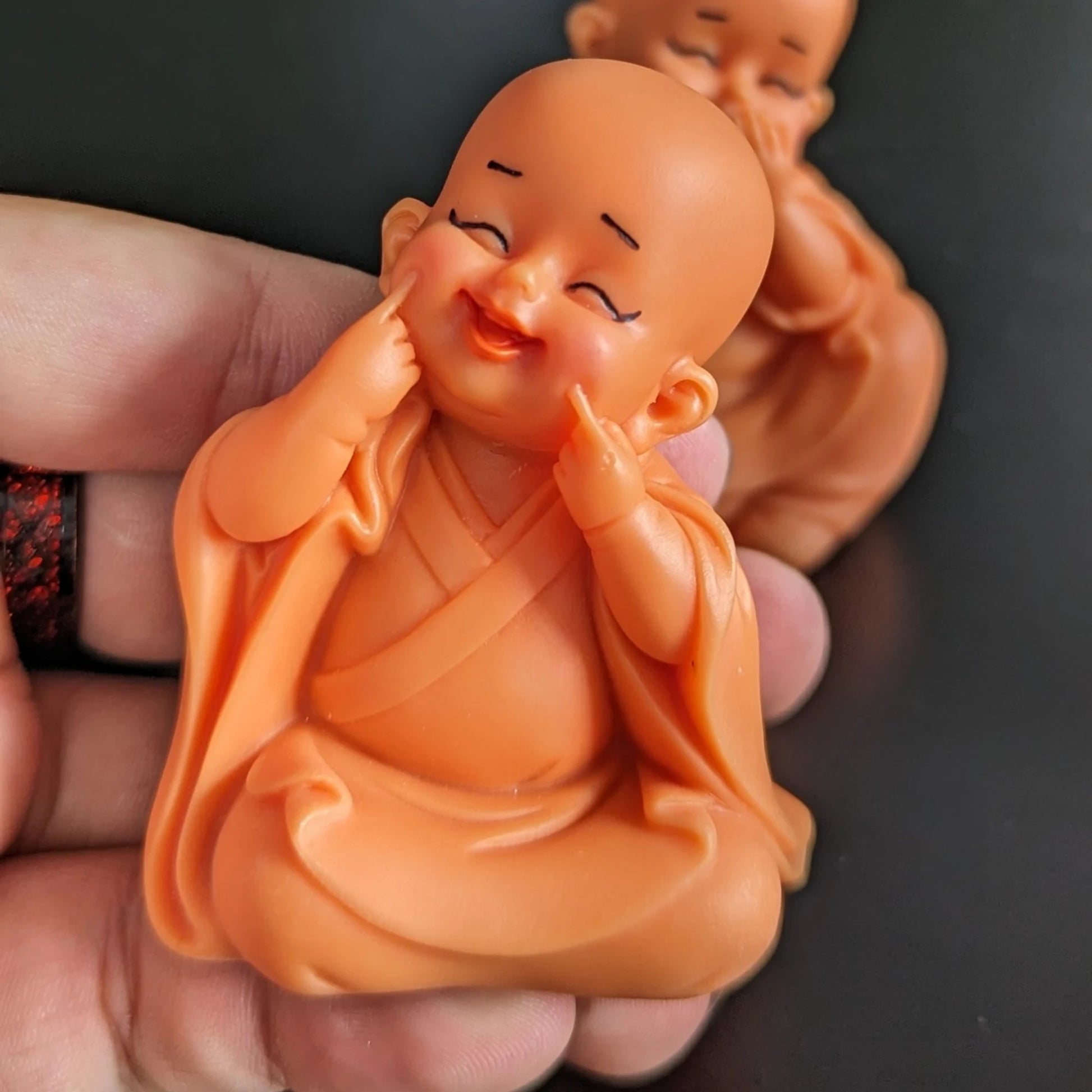 Set of 4 Pink Little Monks Statues for Good Luck