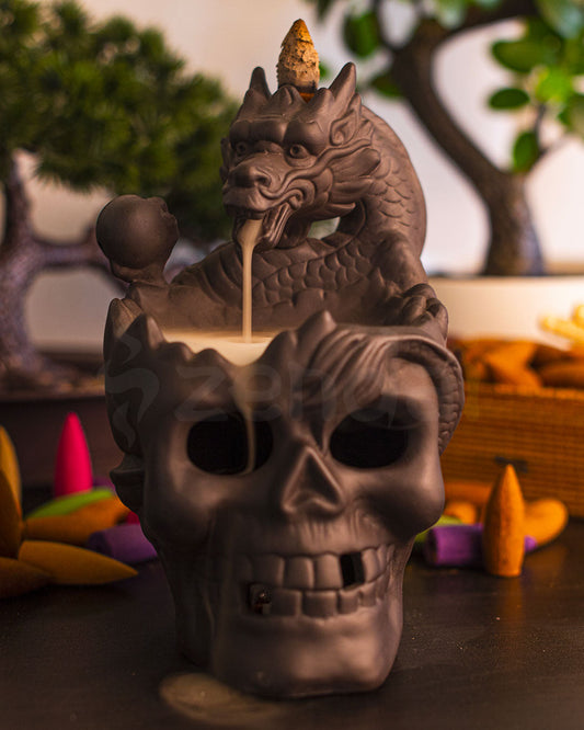 Incense Burner - Skull Dragon