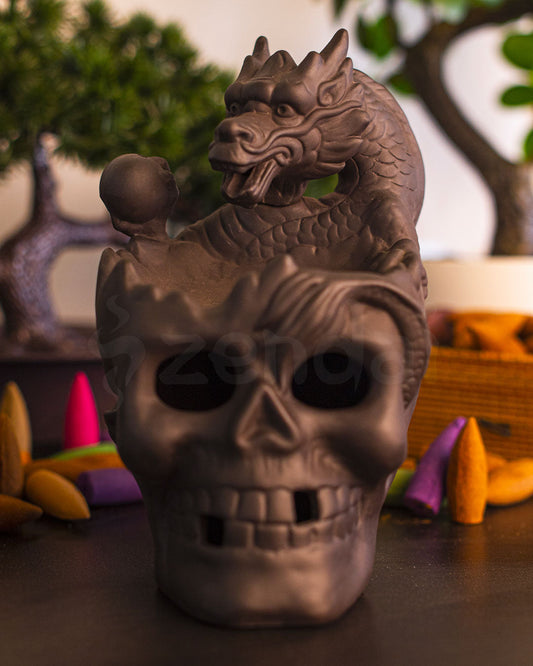 Incense Burner - Skull Dragon