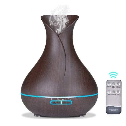 Wood Grain Tulip Essential Oil Aroma LED Diffuser With Controller 550ml