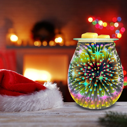 3D Star Glass Electric Wax Melt Warmer with LED Light Fragrance Oil Burner