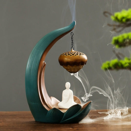 Zen Hanging Lotus Backflow Incense Burner LED Lamp