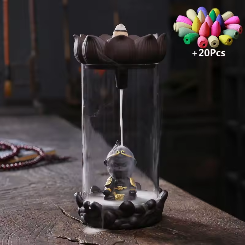 little monk backflow glass incense burner.png little monk backflow glass incense burner.png